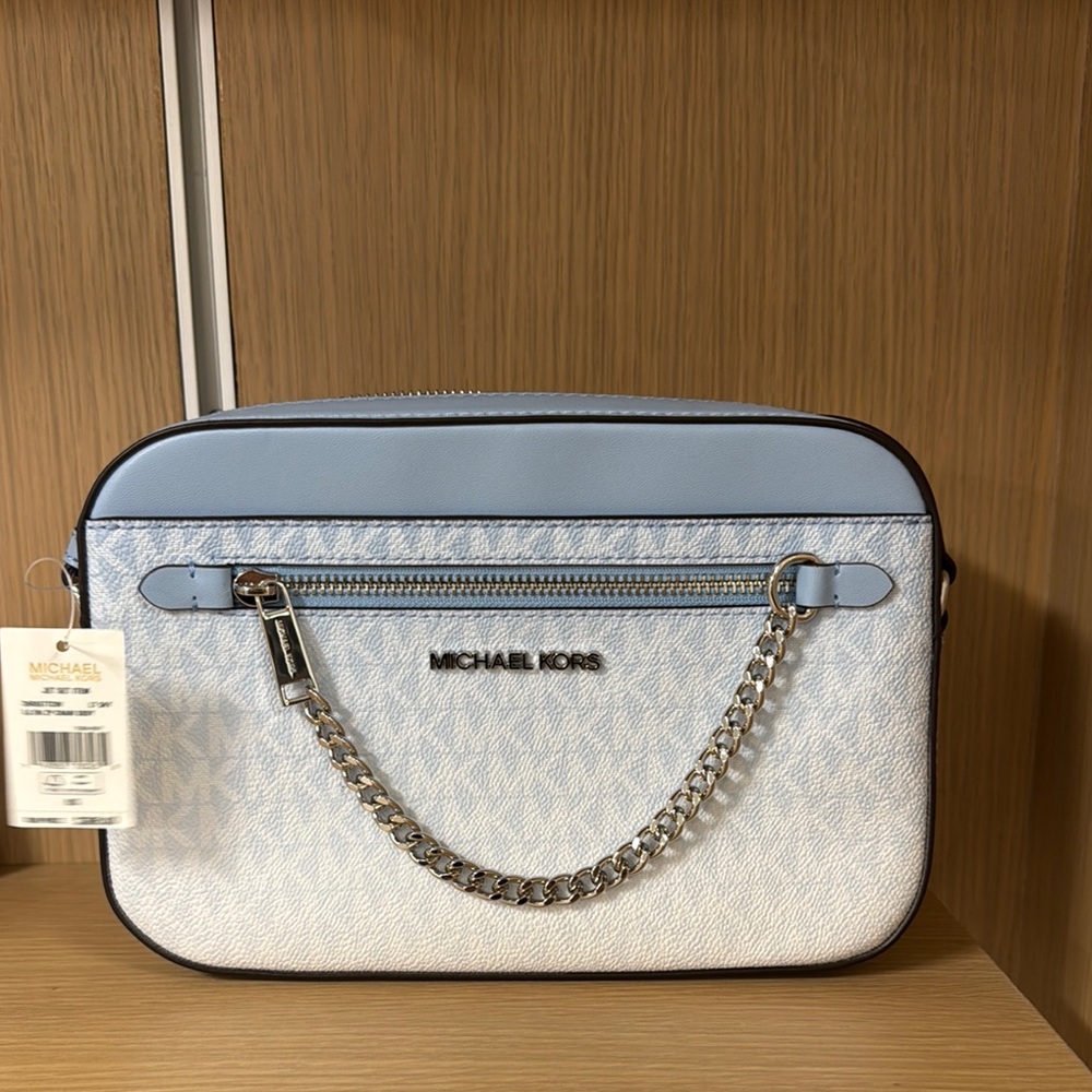 Michael Kors Blue and White Jet Set Crossbody